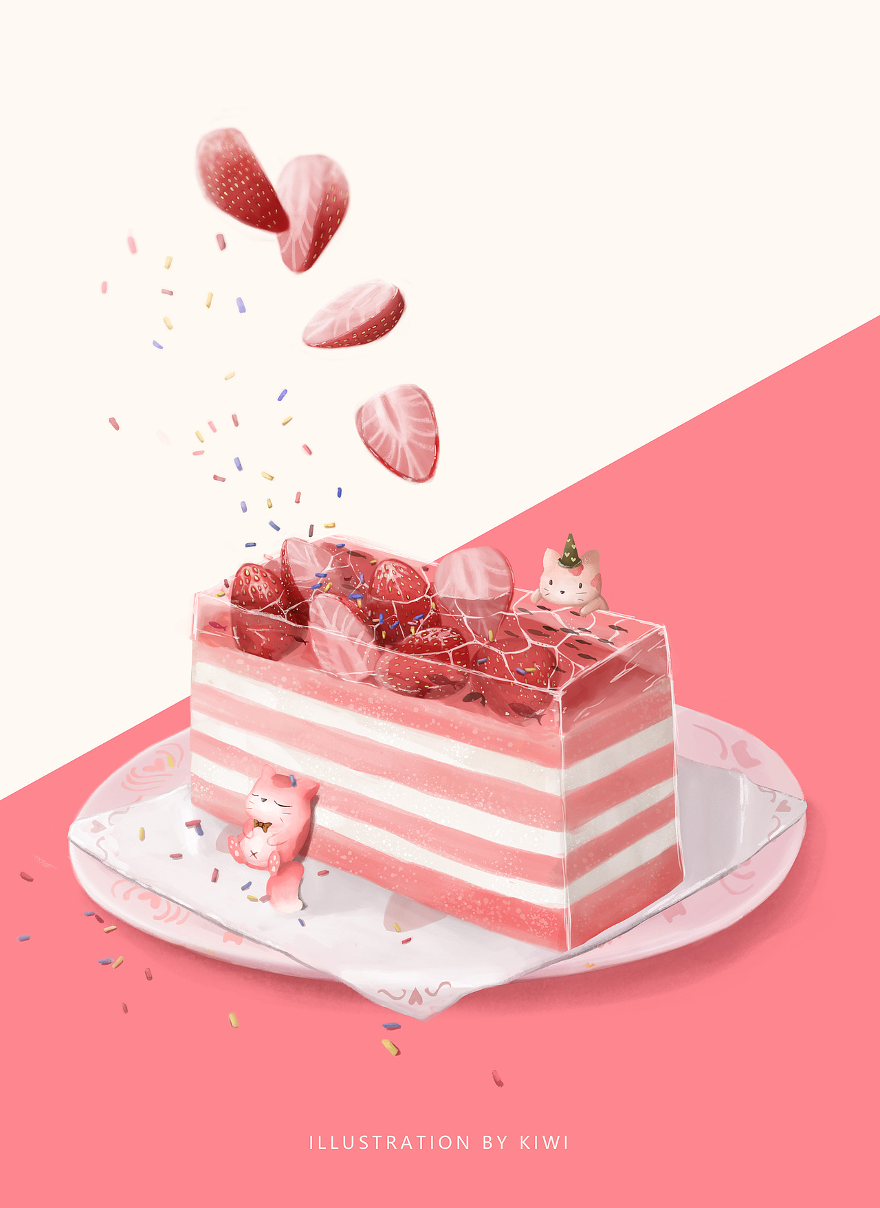 美食插画—水果蛋糕