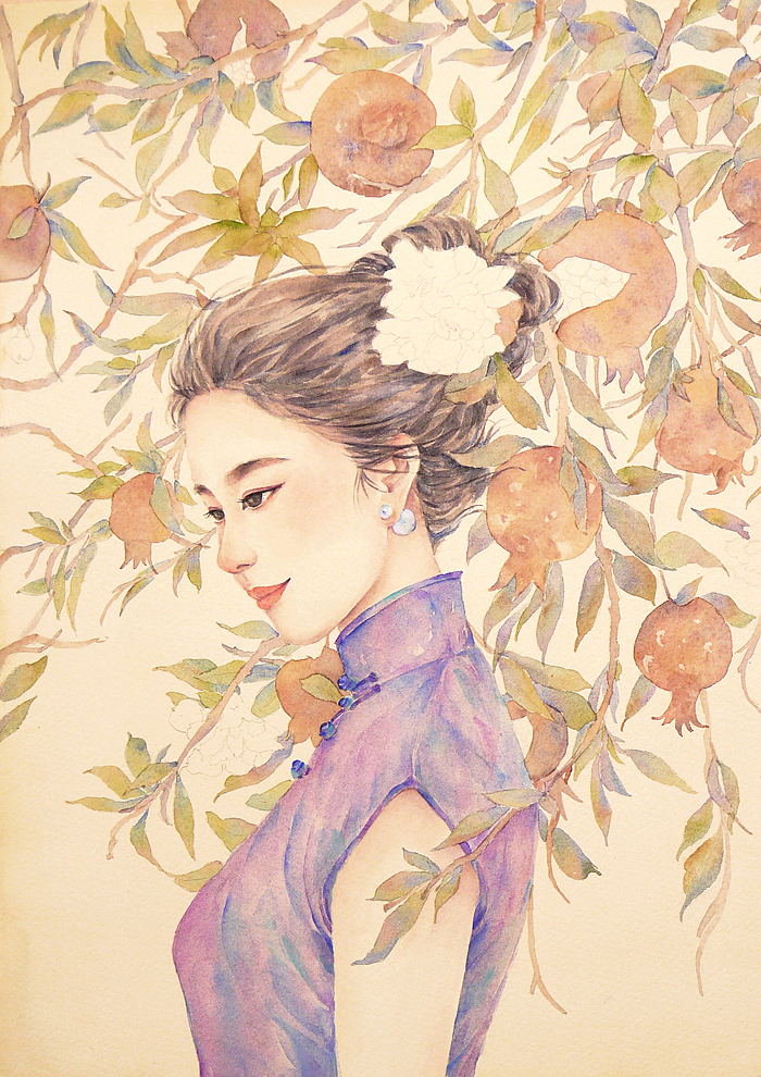 石榴红满（图ZOTcxMjY0ODA=） - 商业插画 - 站酷设计师红花HONGHUA原创素材 - 站酷ZCOOL