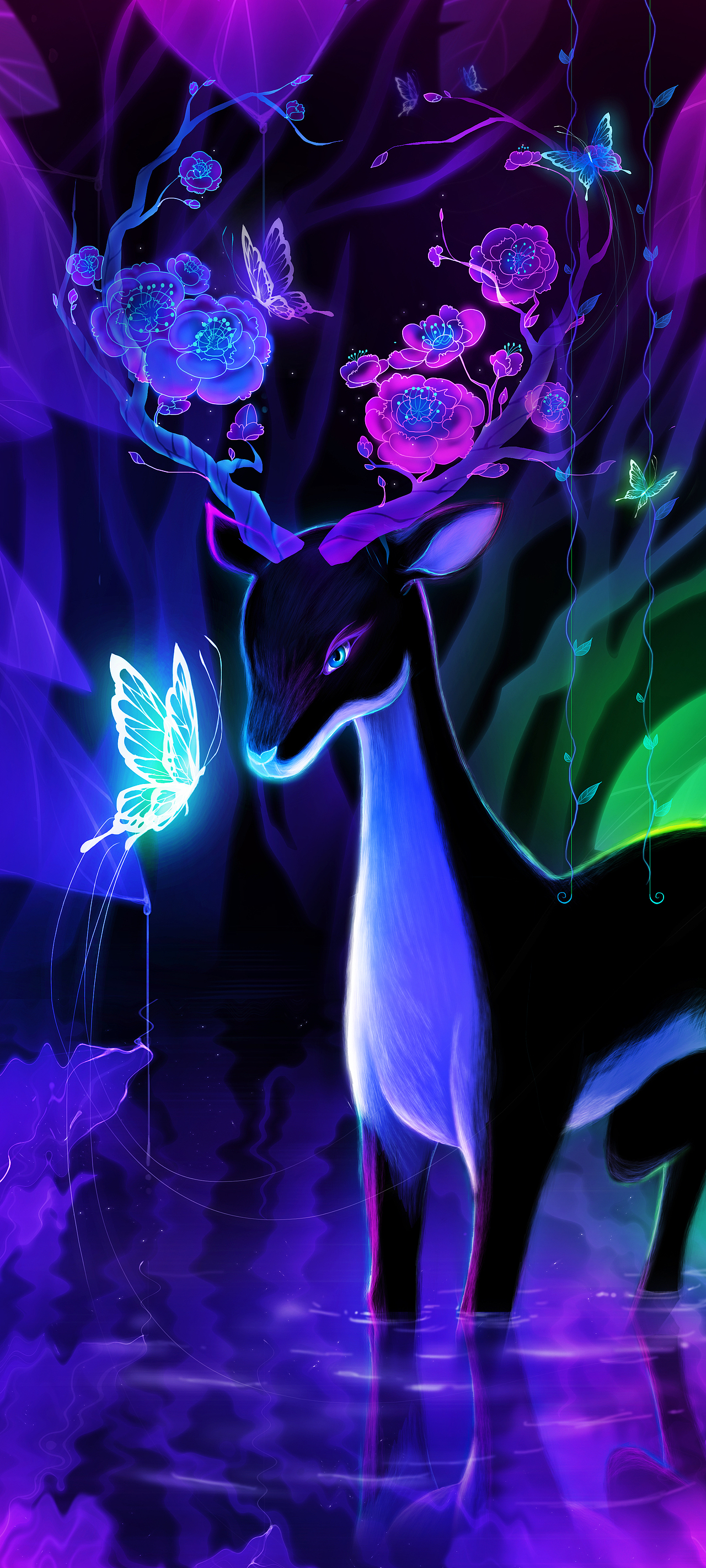绘画 板绘 荧光 炫彩 巨物 华丽 鱼 鹿 蝴蝶 梦幻 高清（图ZMjkwMTg4Mzg0） - 艺术插画 - 站酷设计师Acai7原创素材 - 站酷ZCOOL