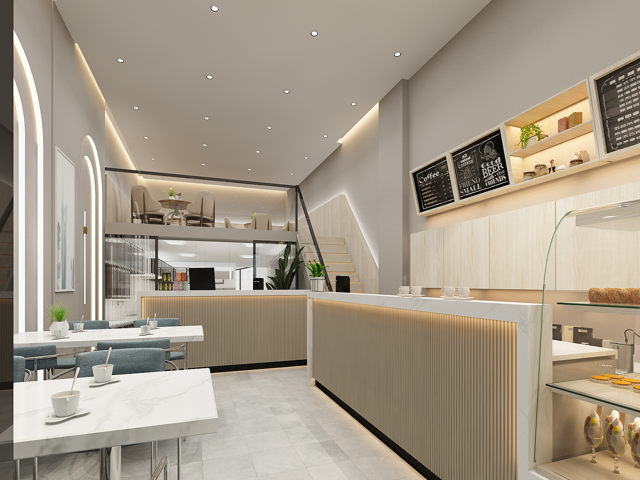 莫母思奶茶店工装设计3d效果图