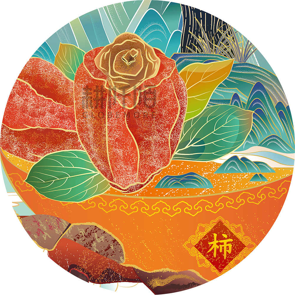 济南耕阡陌插画|柿饼包装插画|插画|商业插画|耕阡陌 - 原创作品