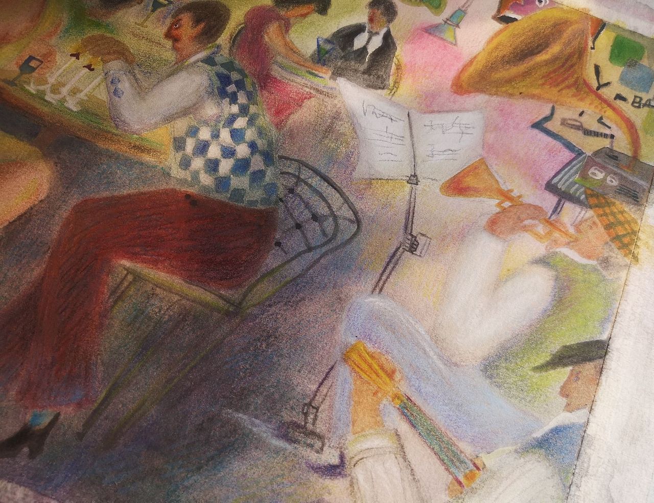 原创插画--爵士乐酒吧