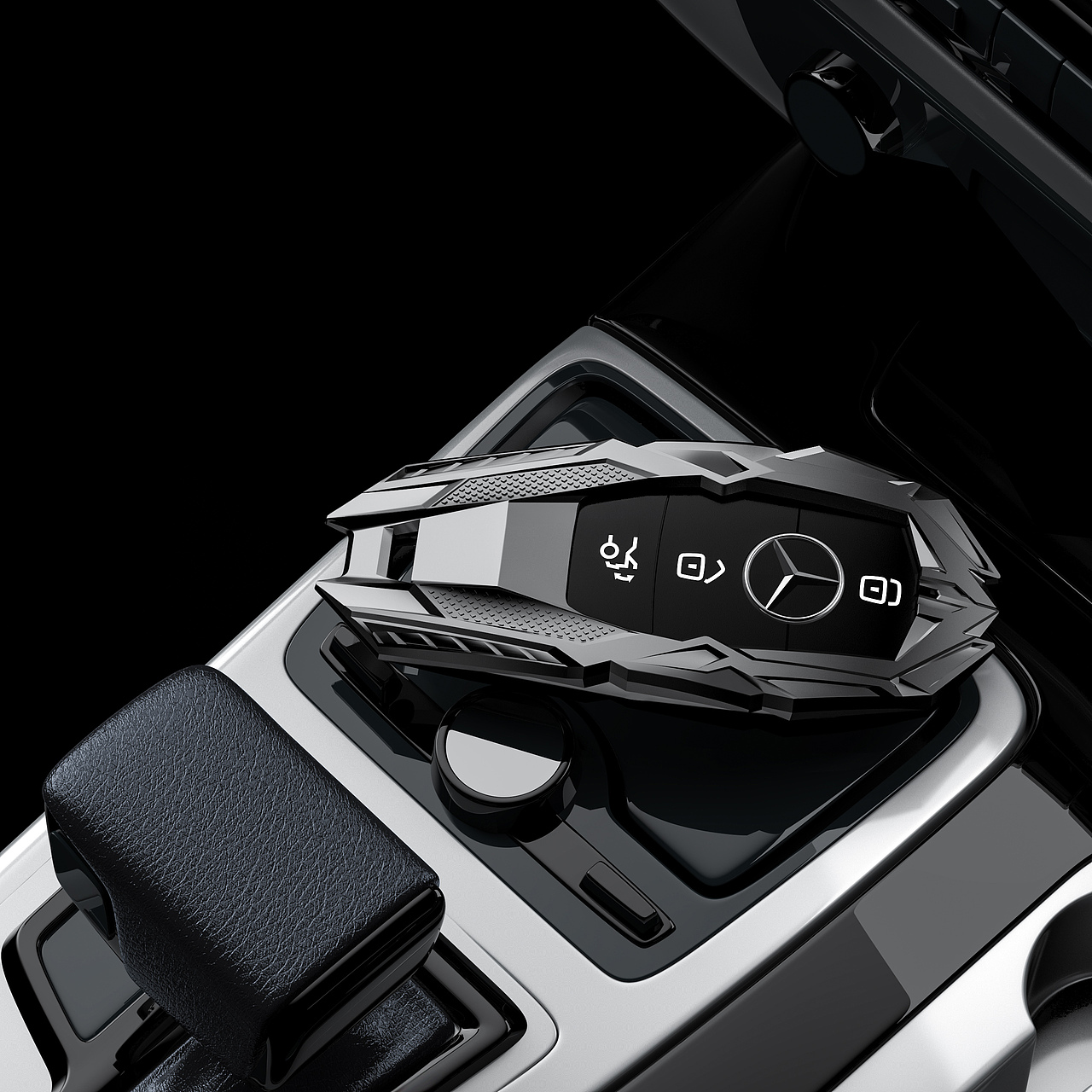 奔驰钥匙亚马逊天猫京东电商设计产品建模渲染@花生生