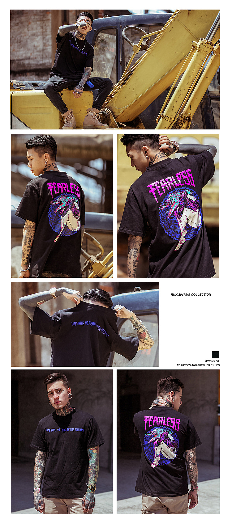 HELL BOY X RNX 嘻哈街头 恶搞鳄鱼与美女 短袖