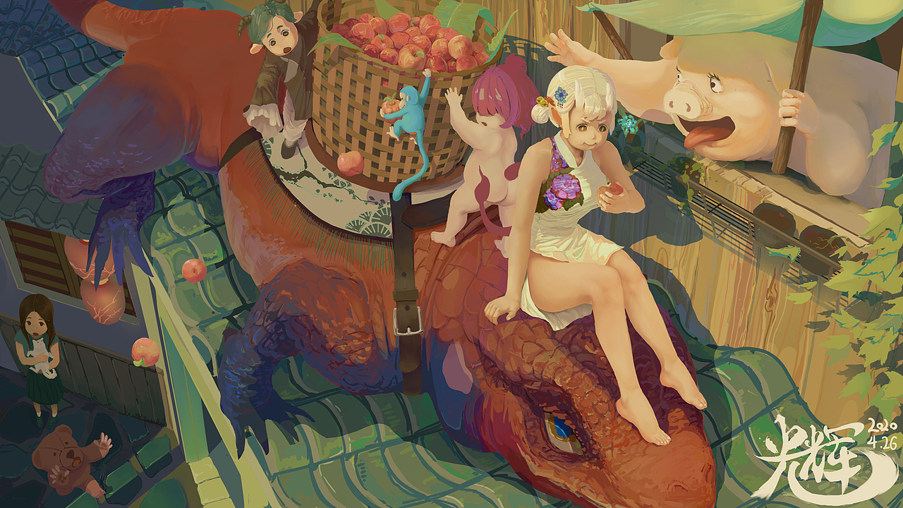红蜥蜴和青龙（图ZMjE0NDAzNzIw） - 商业插画 - 站酷设计师光辉系我原创素材 - 站酷ZCOOL