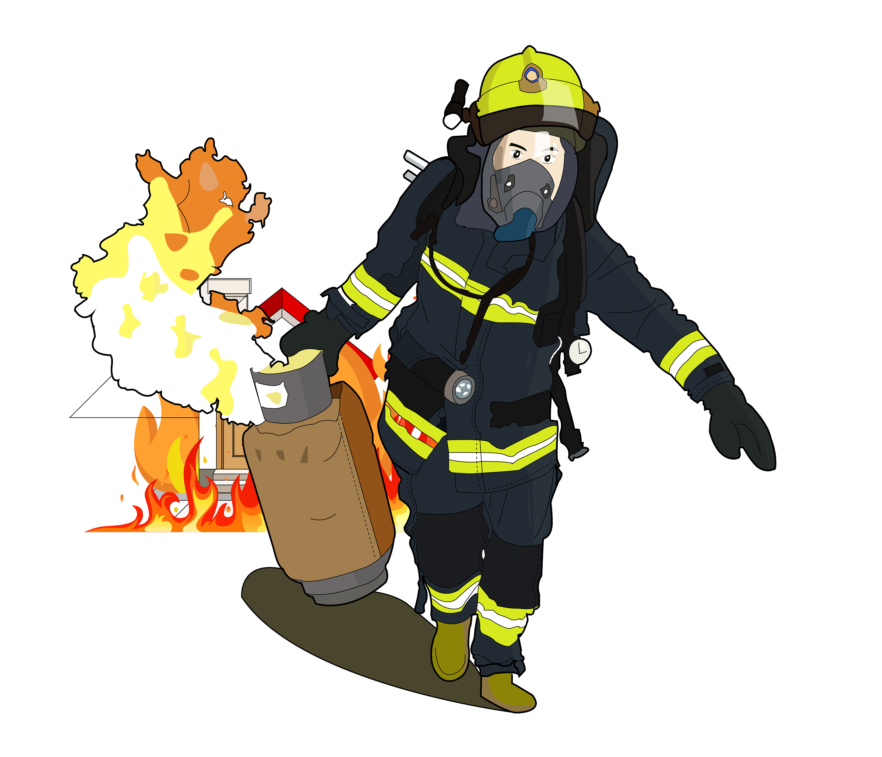 消防员卡通人物矢量插画素材 Firefighter Vector Character Set Illustration – 设计小咖