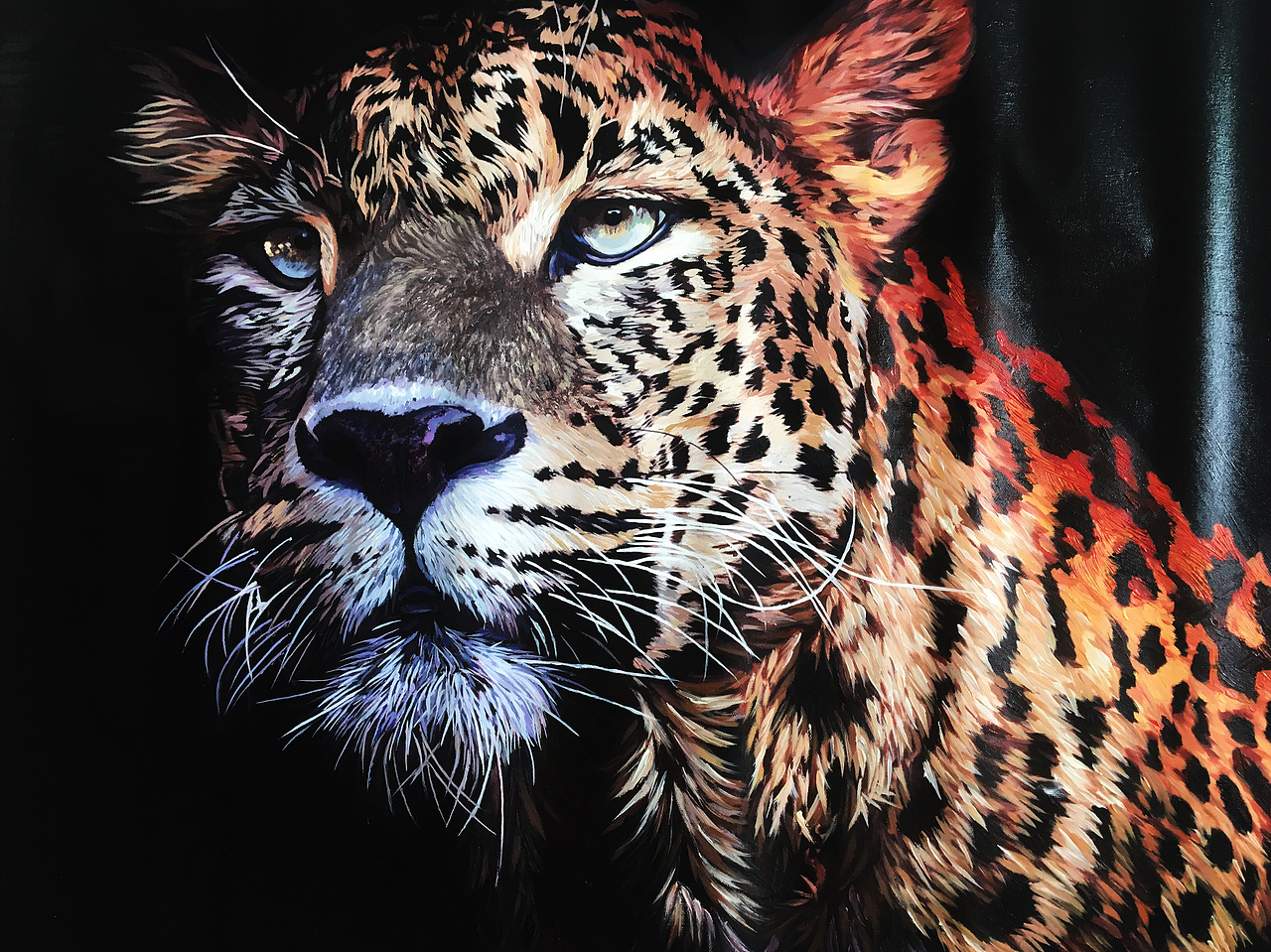 豹子超写实油画