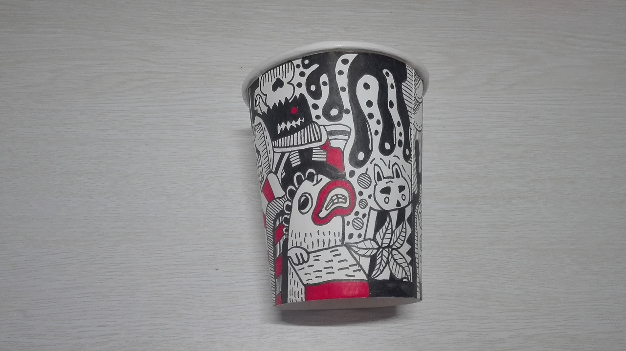 《纸杯涂鸦》（图ZMTIxNDgzOTg0） - 新锐潮流插画 - 站酷设计师猪头不是猪YY原创素材 - 站酷ZCOOL