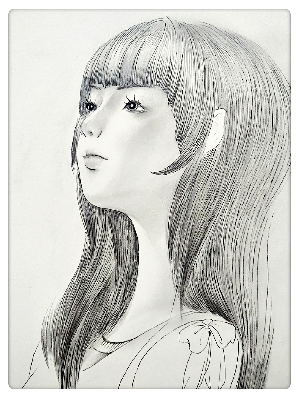 黑白线描人物插画