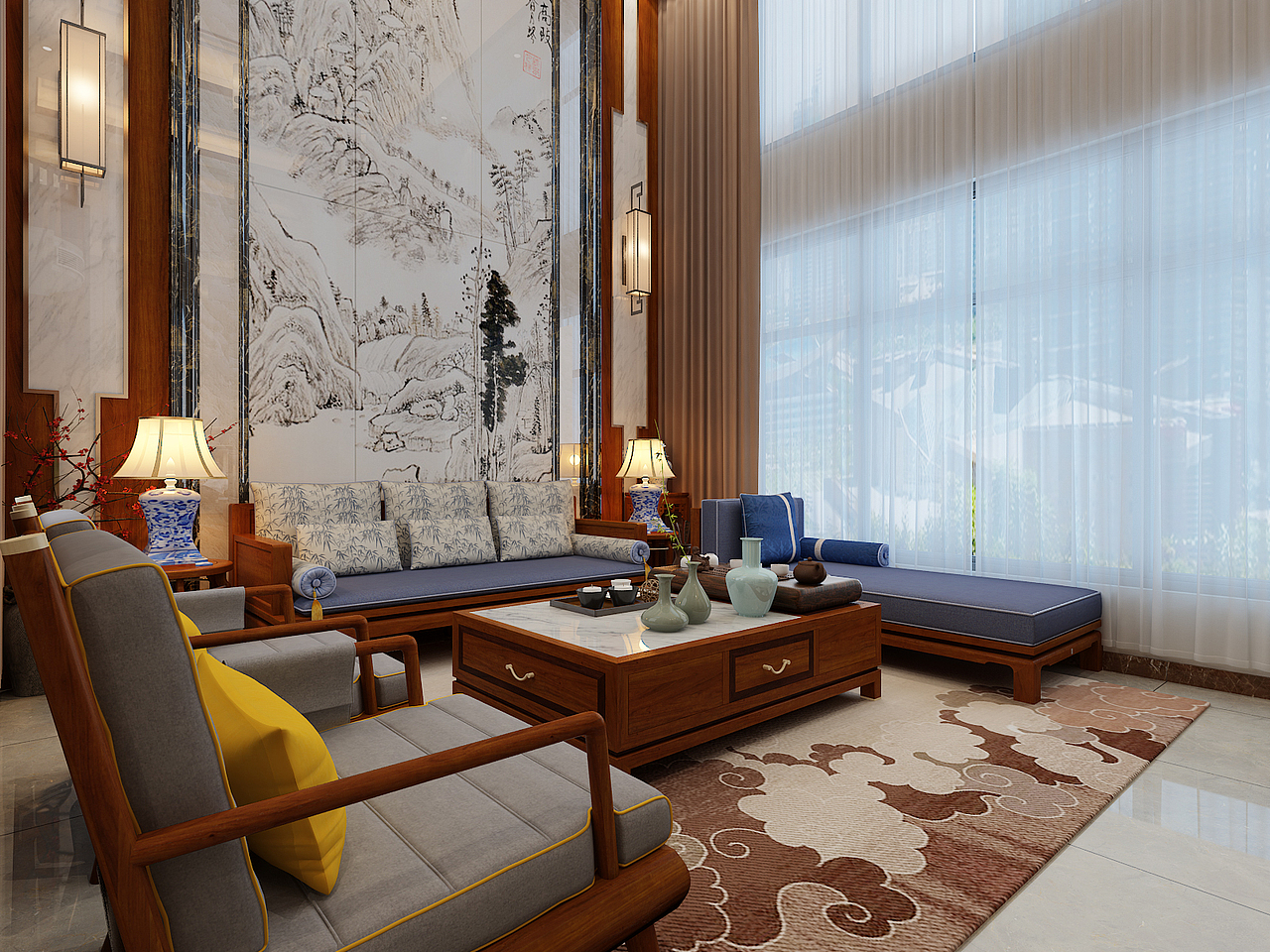 新中式别墅挑空分享