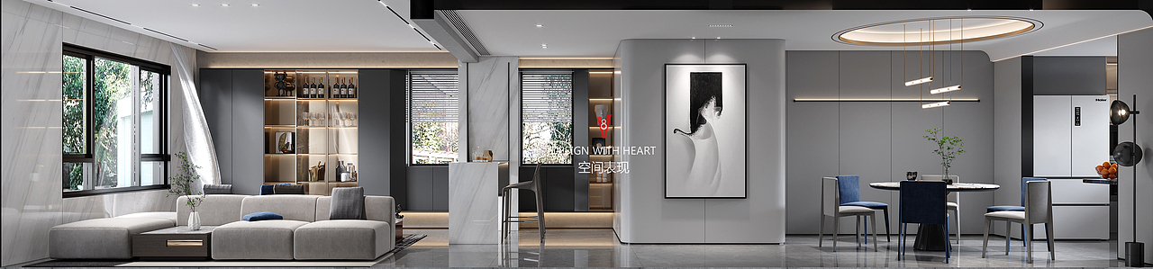 V8空间表现 | 简单的客餐厅设计