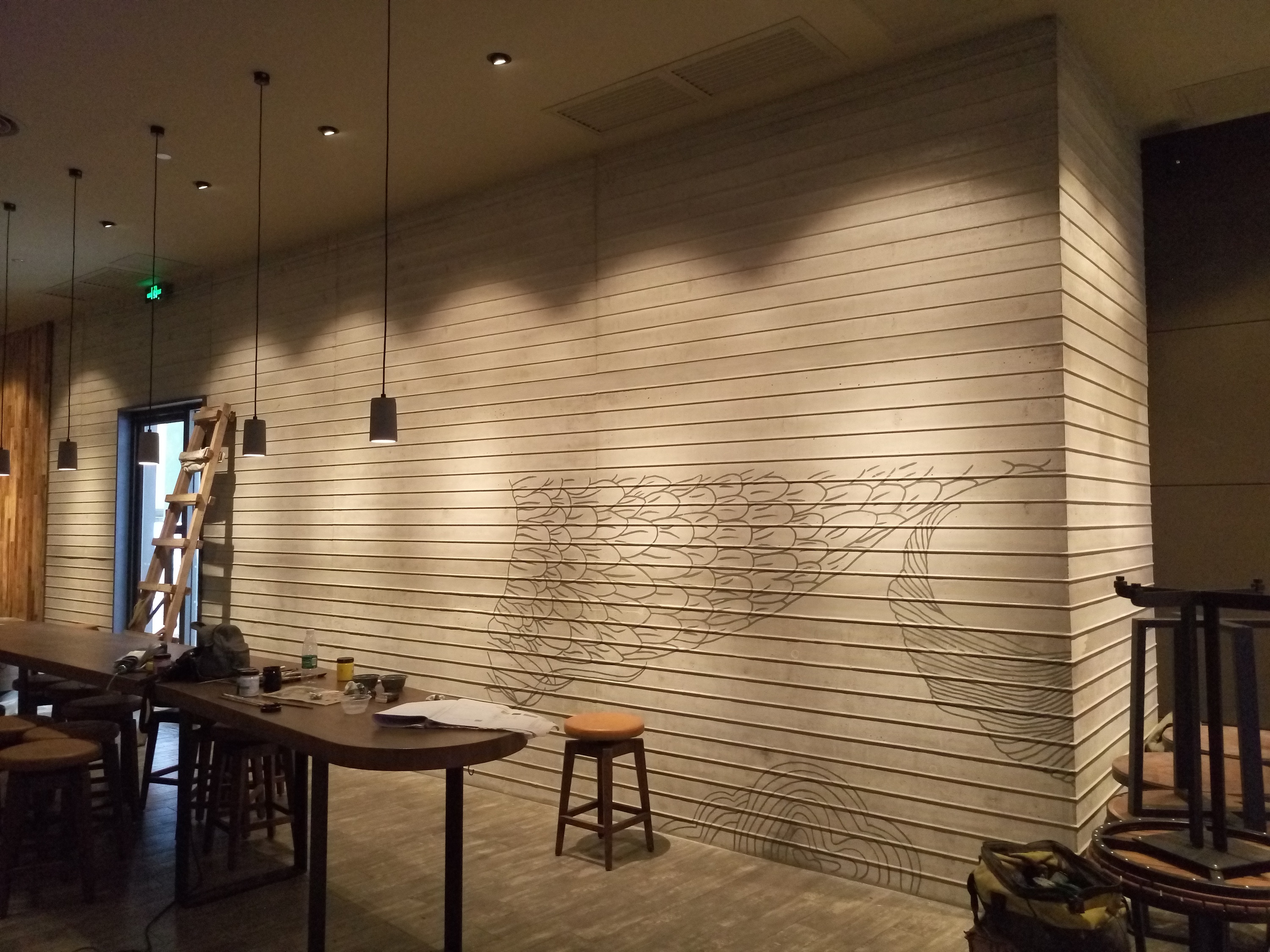 广西桂林星巴克 美人鱼手绘|纯艺术|其他艺创|广州墙绘艺术 - 原创