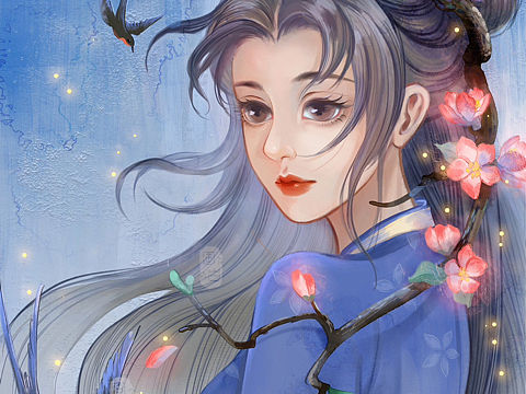 古风插画｜灼灼桃花色 飞飞燕弄声（个人主页-ZNjU2MDMwNzY=） - 商业插画 - 站酷设计师画白_原创素材 - 站酷ZCOOL