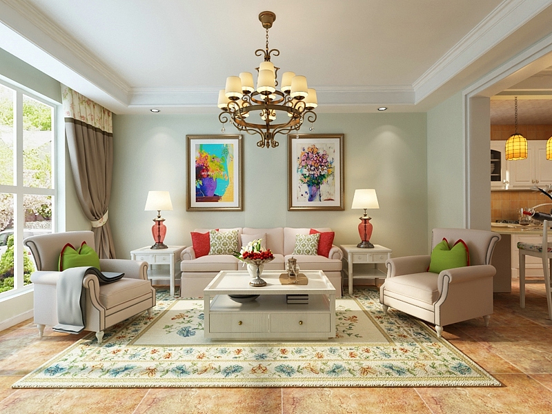 石家庄天海誉天下两室106平米田园风格,清新干净哦~