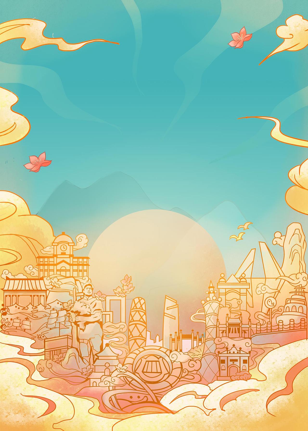 国潮风主题kv海报绘制