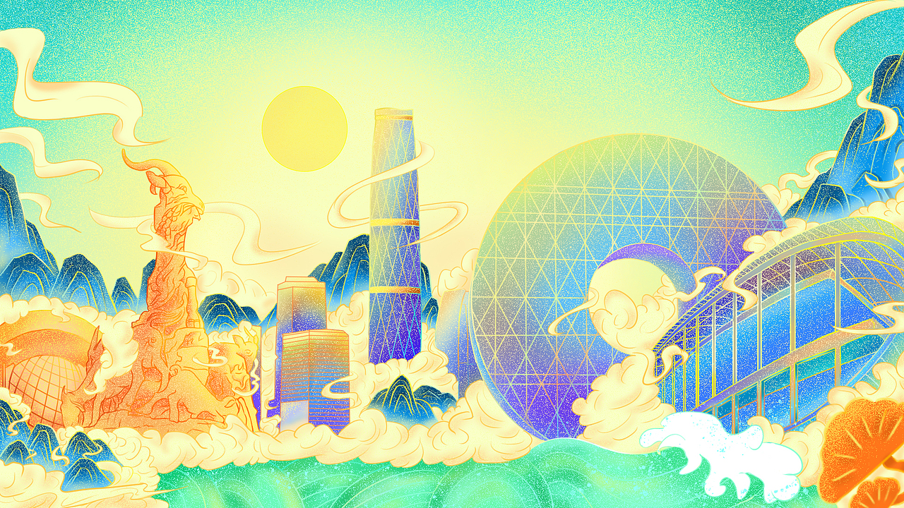 乐划锁屏丨《羊城映像》|平面|海报|插画师三十_原创作品-站酷zcool