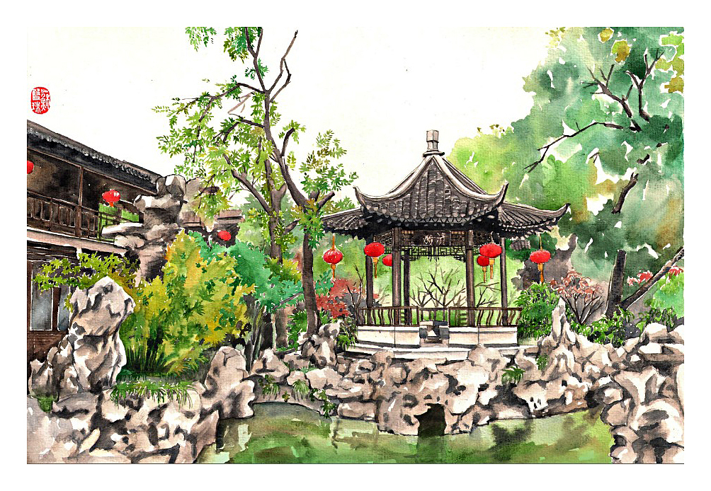 手绘城市系列扬州