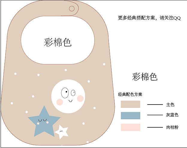 卡通动物口水巾经典配色，更多详情请持续关注