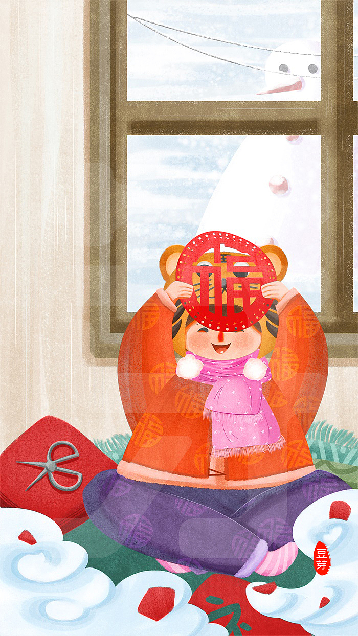 冬天 中国风节气插画（图ZMjI1OTk2MDY4） - 艺术插画 - 站酷设计师画画的豆芽原创素材 - 站酷ZCOOL