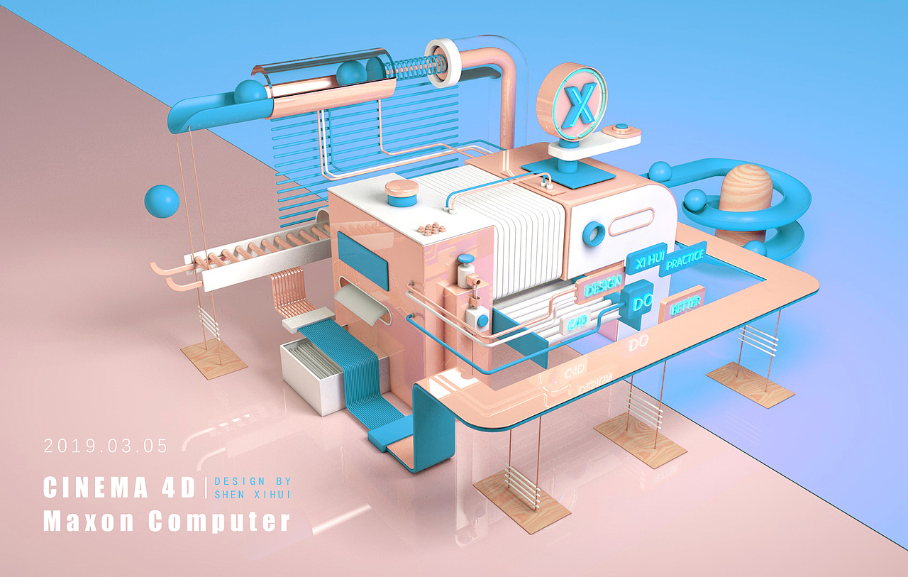 c4d小場景練習(xí)（圖ZMTUwODI2OTI0） - 建筑/空間 - 站酷設(shè)計師難受的鼻毛原創(chuàng)素材 - 站酷ZCOOL