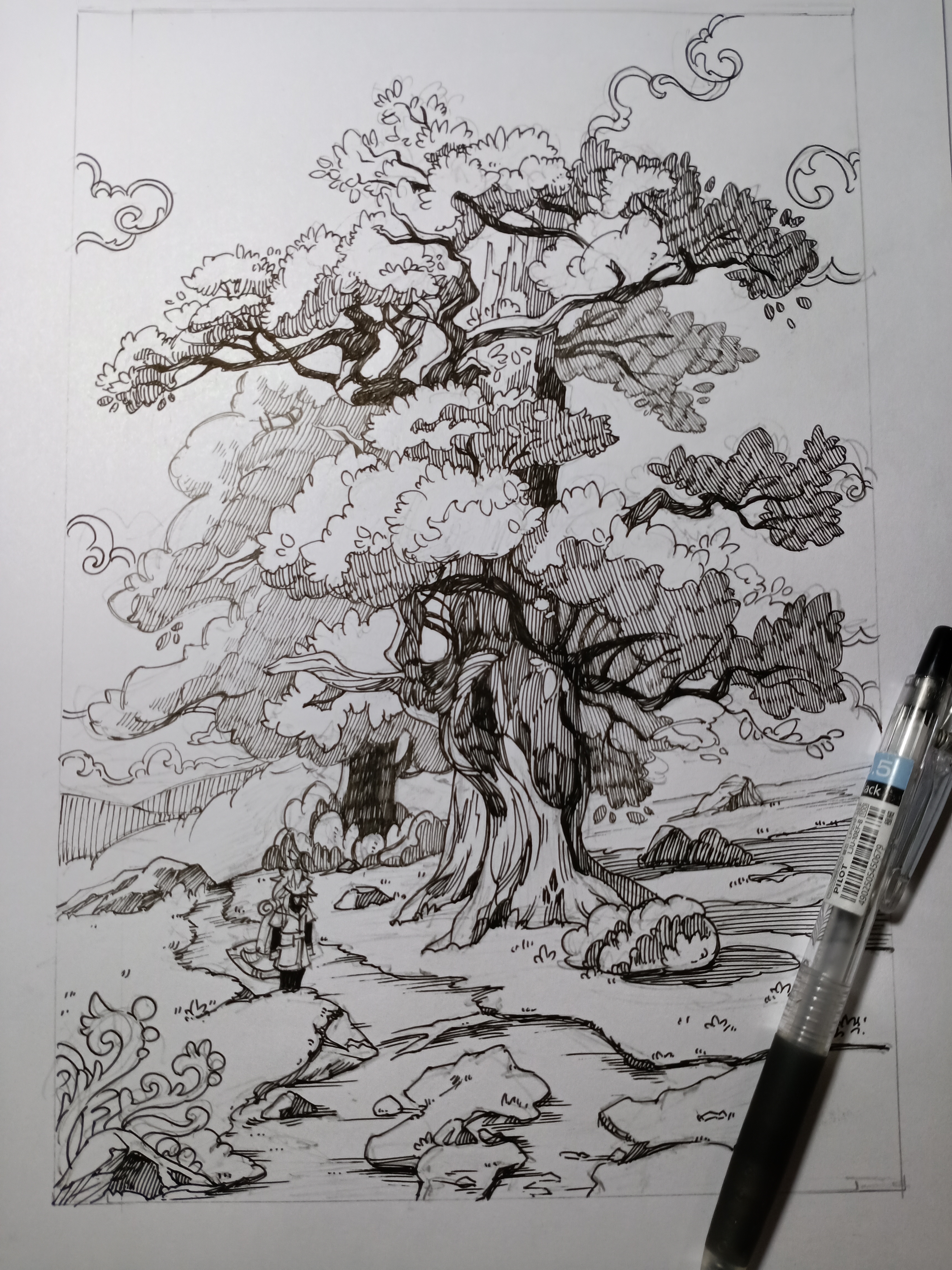 巨树绘画图片