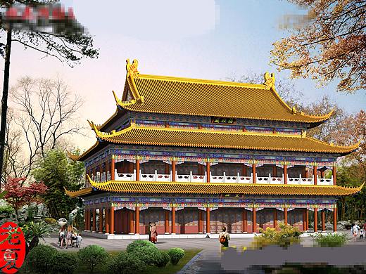 寺庙设计，寺庙效果图，寺庙施工图