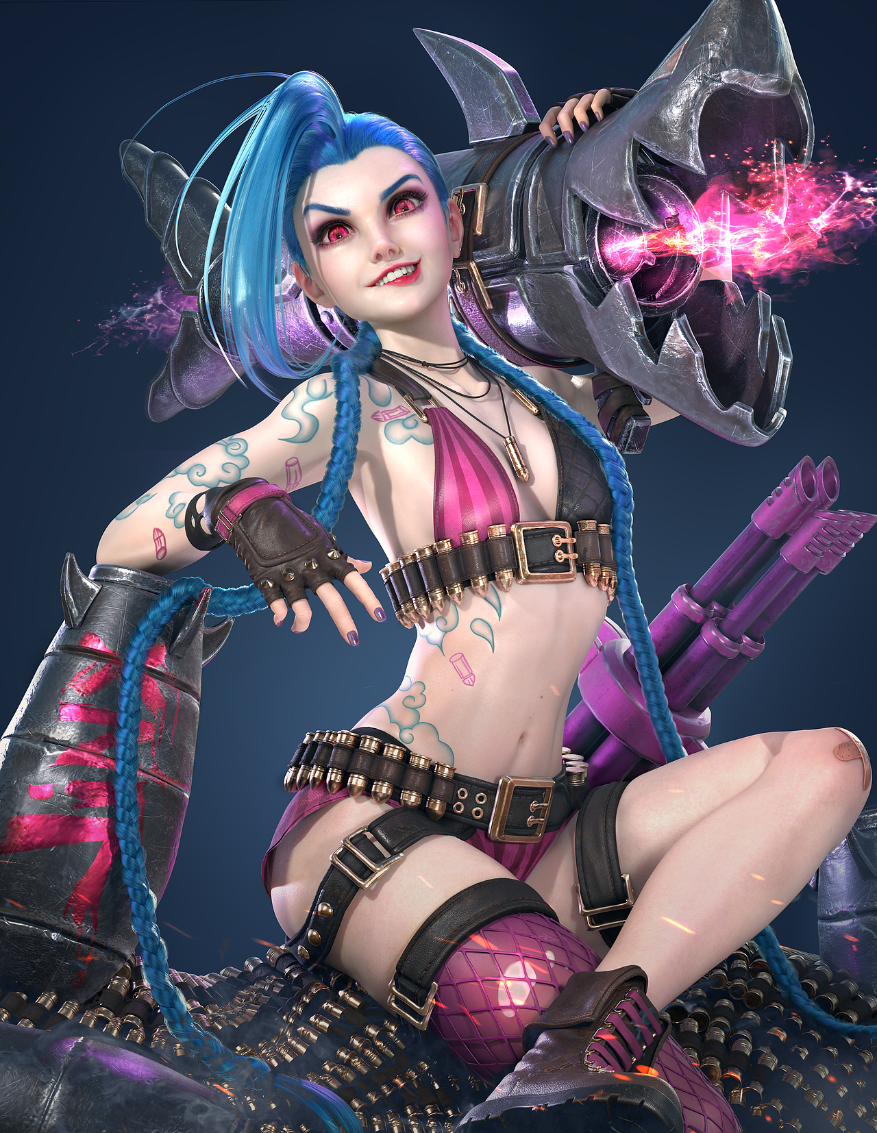 【CG高模】依古奈斯美型班-叶同学的LOL金克斯（图ZMjU4Nzc0NzU2） - 人物/生物 - 站酷设计师依古奈斯eugin原创素材 - 站酷ZCOOL