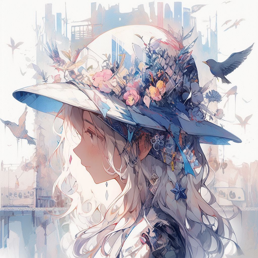 AI插画头像—花鸟集