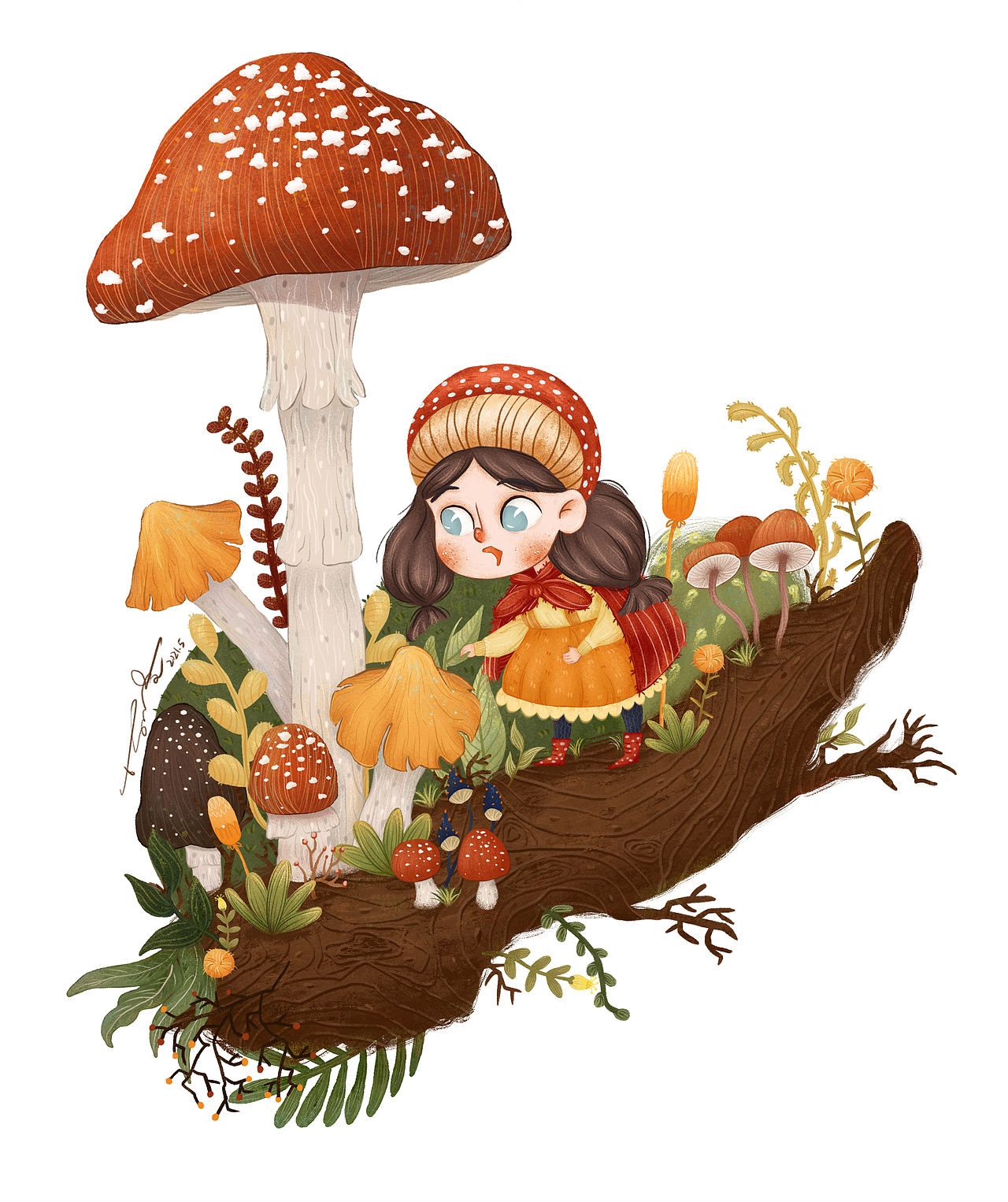 原創(chuàng)插畫小場景-采??的小姑娘（圖ZMjU4NzcyMTY4） - 兒童插畫 - 站酷設計師FairyNuyoah原創(chuàng)素材 - 站酷ZCOOL