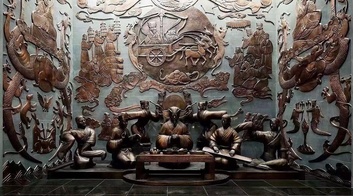 锻铜浮雕背景墙铜浮雕壁画紫铜雕塑艺术设计