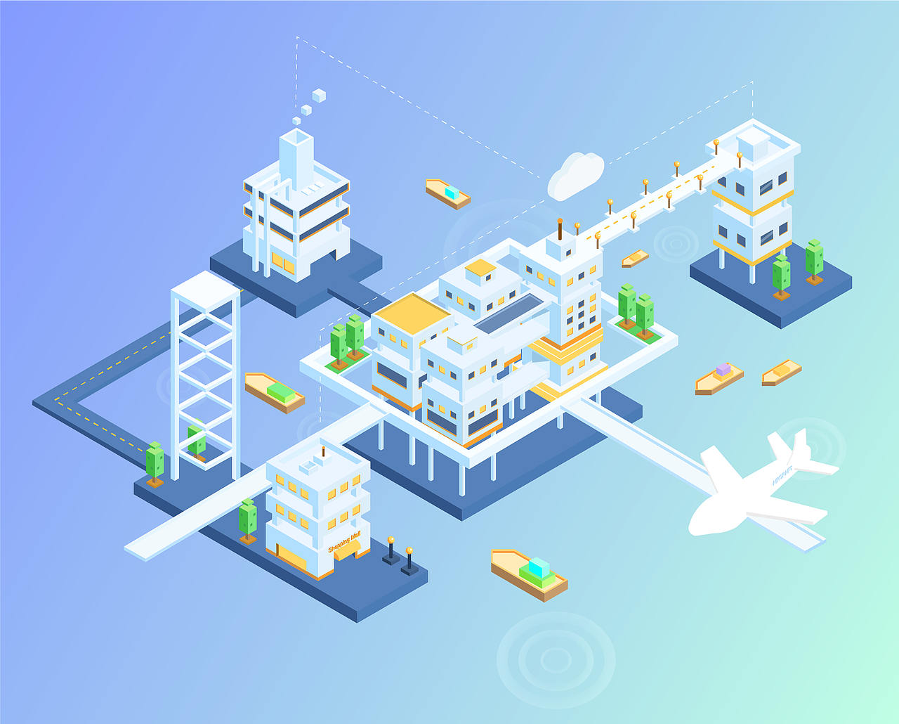 2.5D等距建筑城市简单风