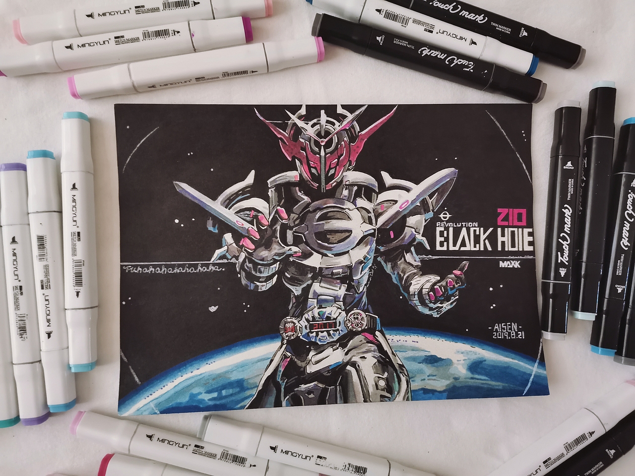 纯马克笔手绘假面骑士zio