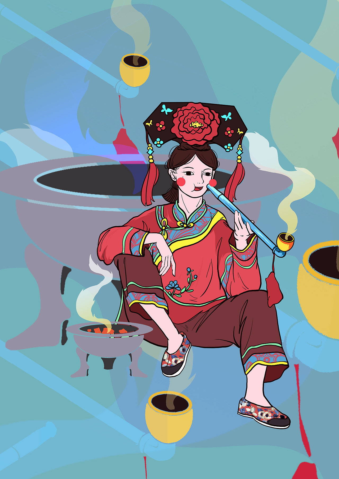 满族传统习俗插画