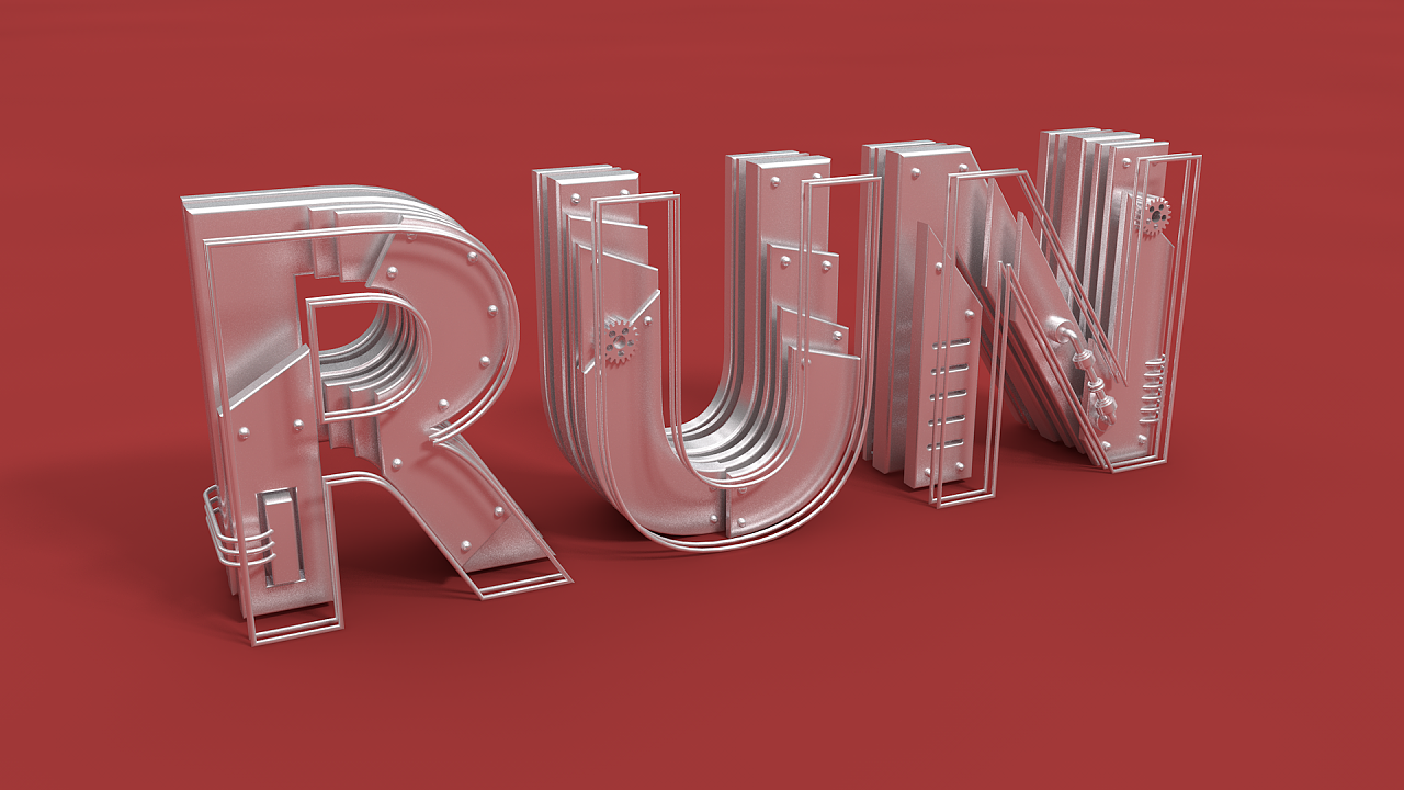 c4d 金属字run