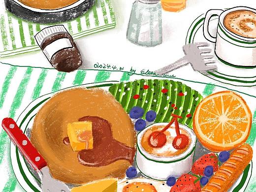 我的早餐（个人主页-ZNjgzNzczMDA=） - 艺术插画 - 站酷设计师夏夏子语禅蝉原创素材 - 站酷ZCOOL