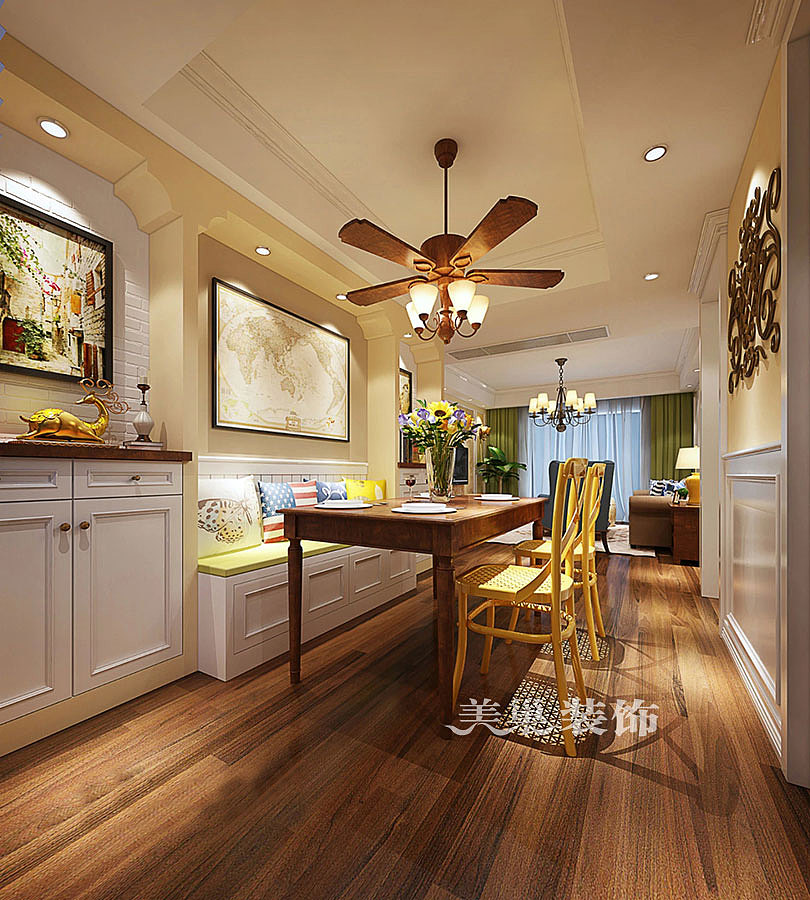东阔泰和160平方四室两厅美式乡村案例装修效果图（图ZMTE4NDE1OTY0） - 家装设计 - 站酷设计师美巢装饰桑敏原创素材 - 站酷ZCOOL