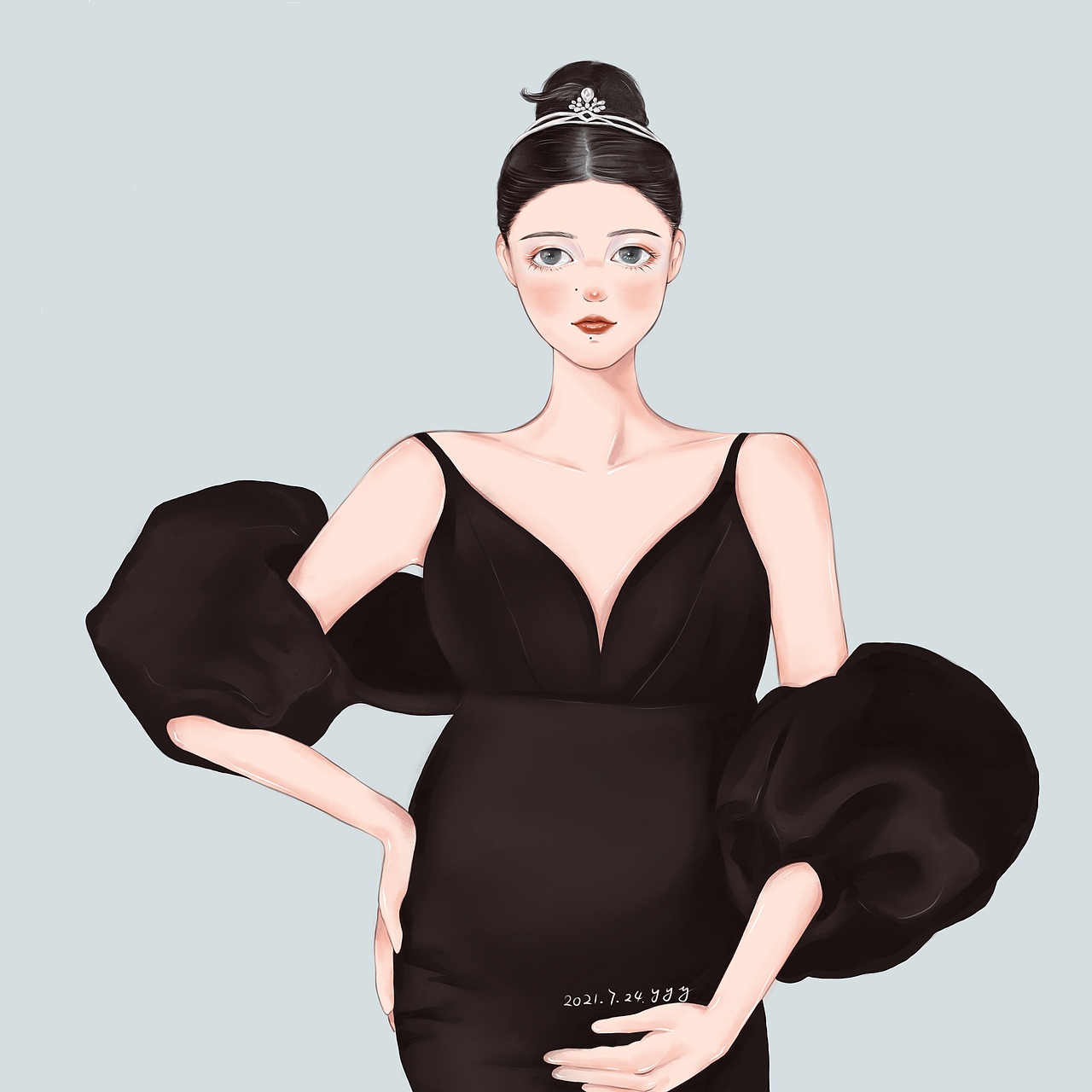 水彩人物 孕妇照 原创手绘 黑色淳欲风格（图ZMjY0NDYxNTI0） - 绘画 - 站酷设计师Z65470326原创素材 - 站酷ZCOOL