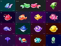 一组小鱼形象设计