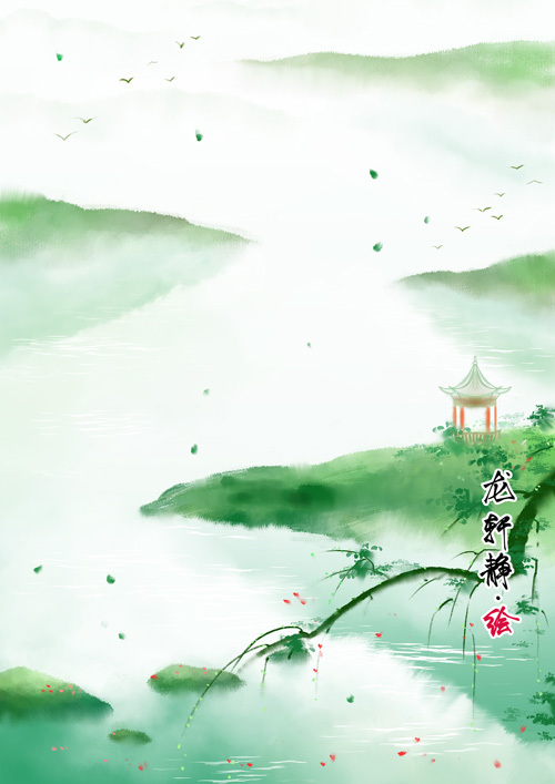 水墨古风意境插画——春风一夜吹乡梦,又逐春风到洛城