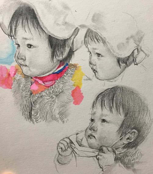 女兒1歲素描（圖ZMjEyNDI2MTY0） - 繪畫(huà) - 站酷設(shè)計(jì)師何軒1988原創(chuàng)素材 - 站酷ZCOOL