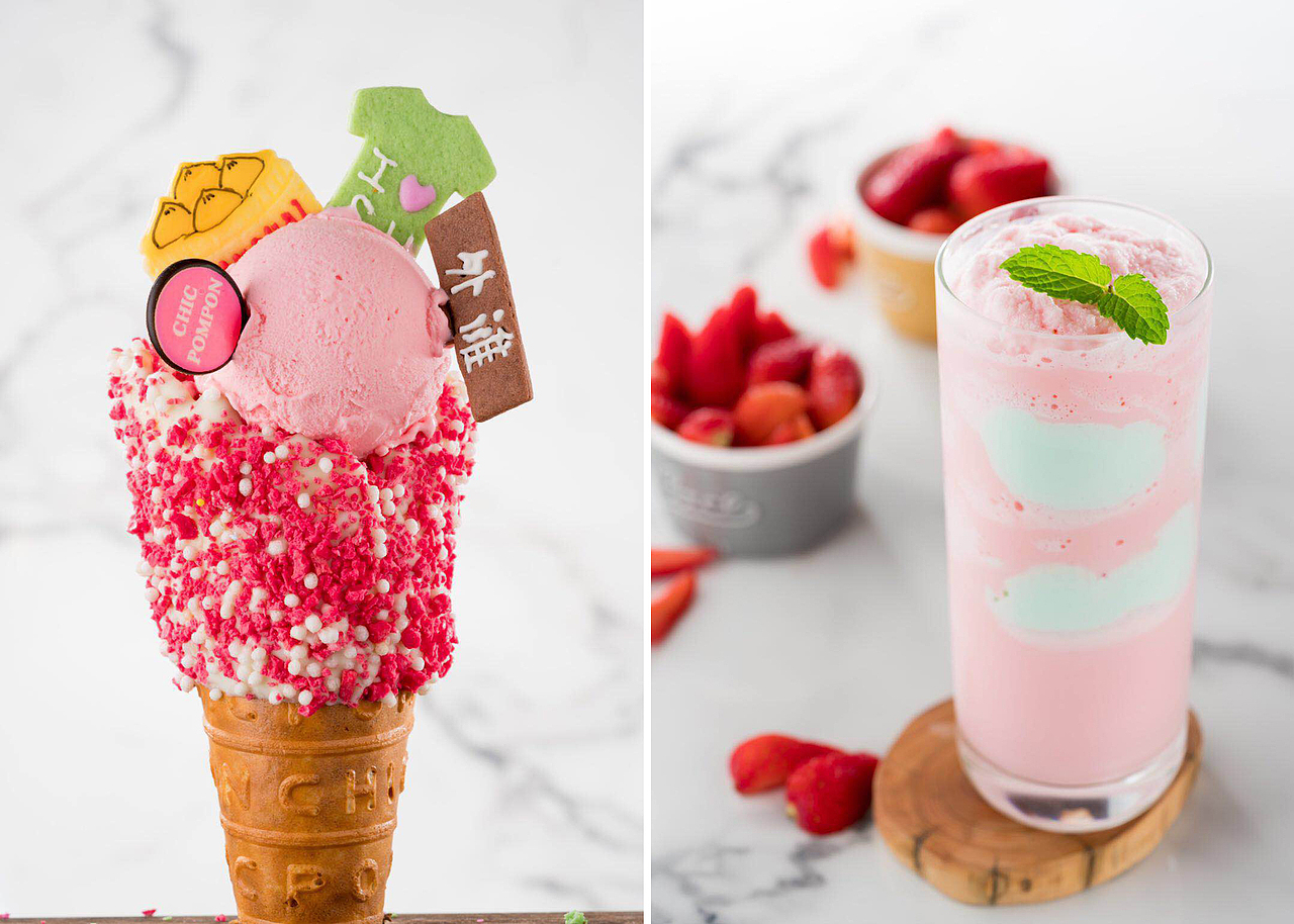 店内缤纷的色彩与找乐食品色彩相呼应,少女粉搭配暖人橙,薄荷绿搭配醒目黄的粉嫩店面在一众传统的普通店面中脱颖而出,甜美的气息吸引人的眼球。