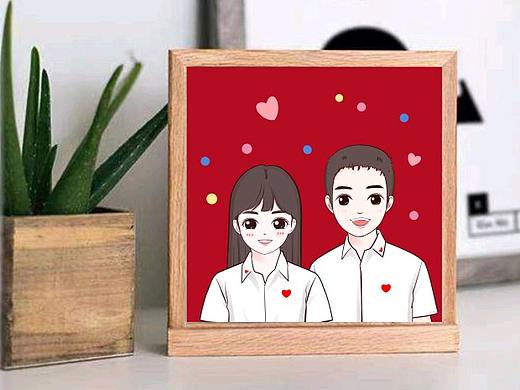 结婚照手绘可爱