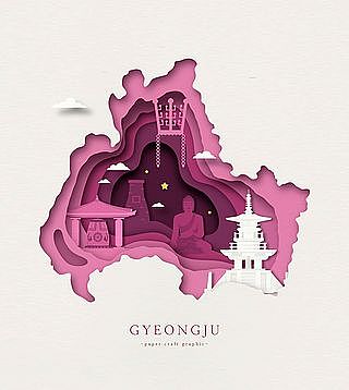 一套城市剪纸风格