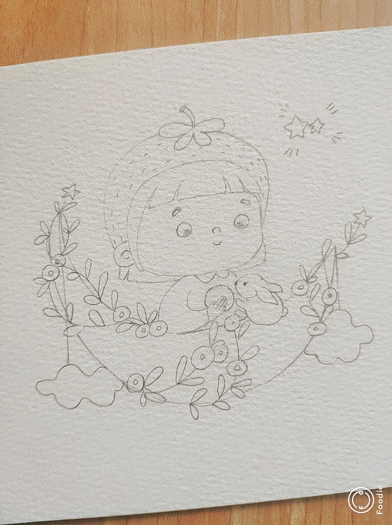中秋节主题水彩小插画