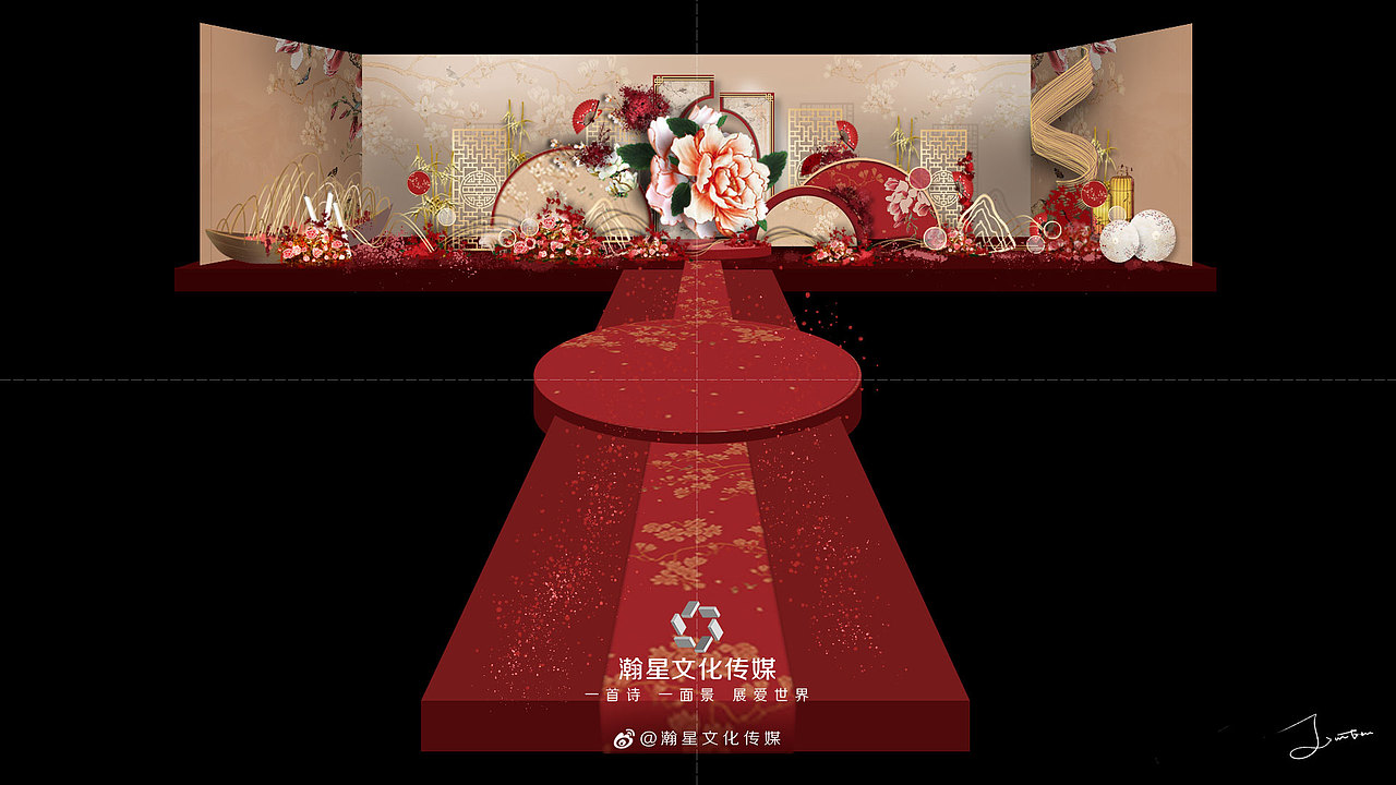 新中式婚礼手绘《红绒》（图ZMTUxMTQ2MDc2） - 商业插画 - 站酷设计师洛航融合设计原创素材 - 站酷ZCOOL