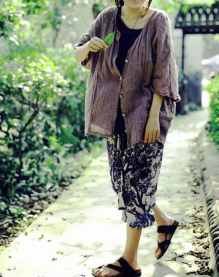 原创设计 女式冰丝棉竹节短袖文艺风格宽松t恤上衣（图ZMTAzMzE2MDA=） - 休闲/流行服饰 - 站酷设计师王善斌原创素材 - 站酷ZCOOL