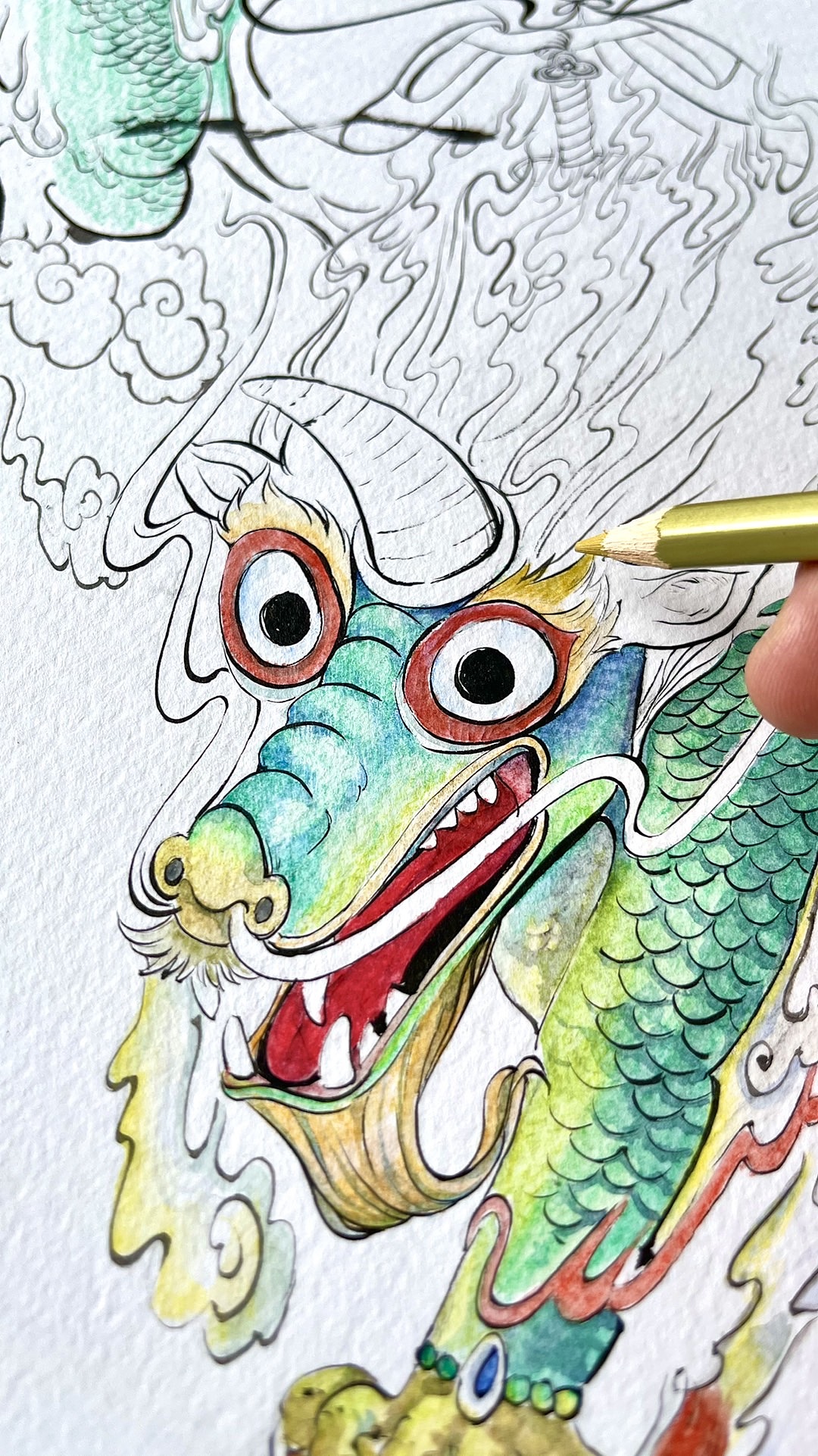 与辉柏嘉合作的山海兽原创绘