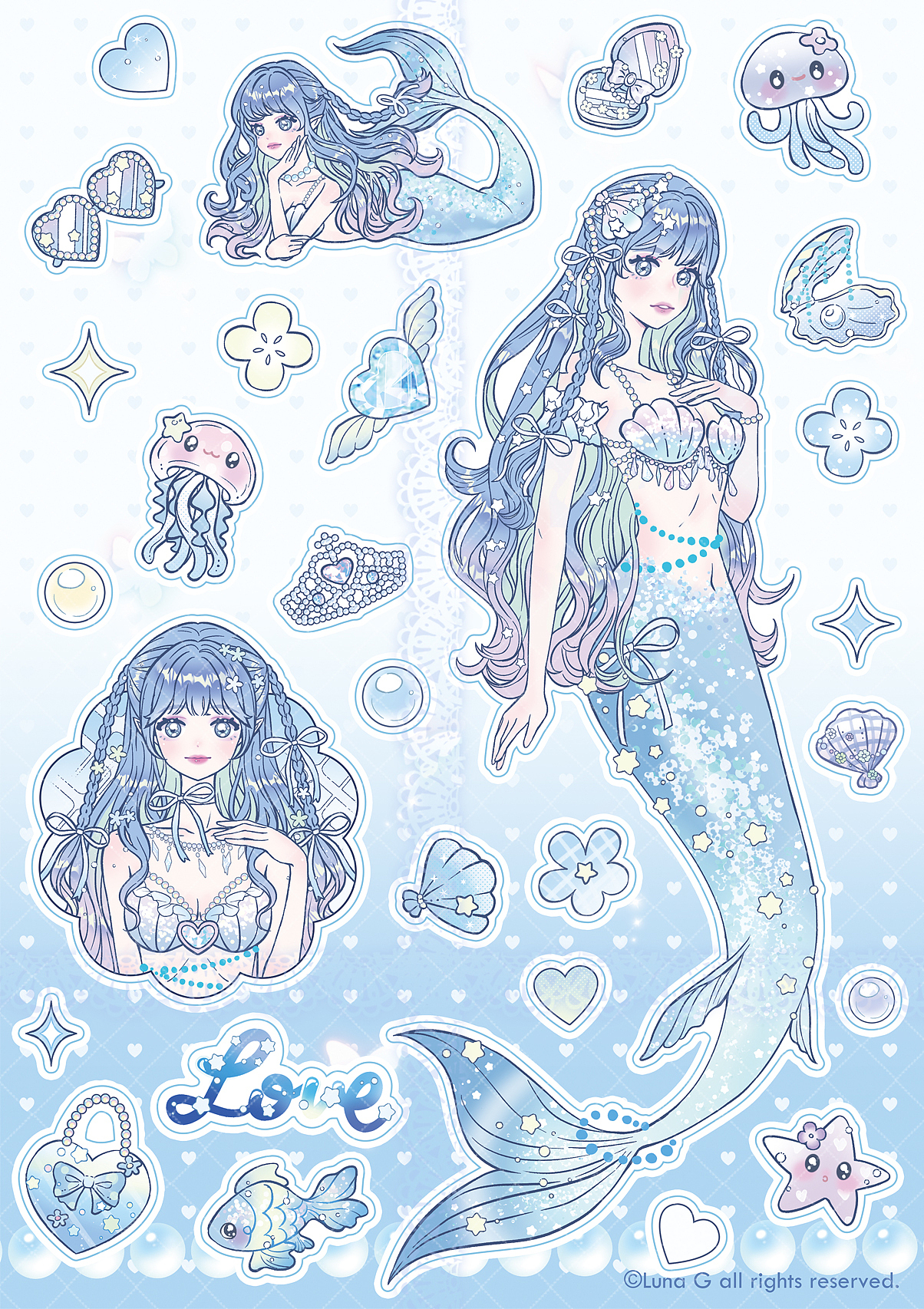 下弦月 少女风贴纸插画小合集 2023