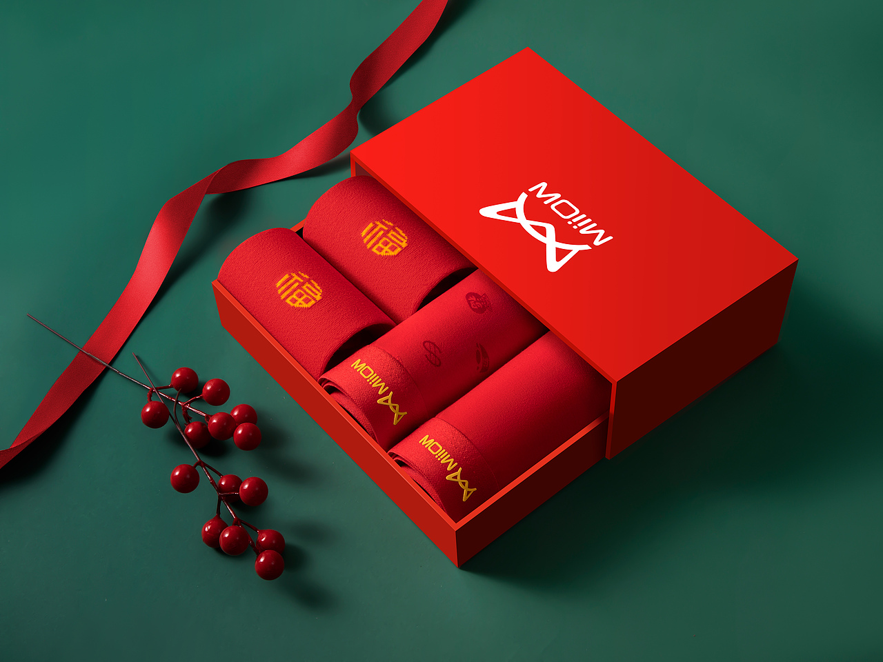 猫人鸿运内衣内裤袜子套装静物拍摄修图