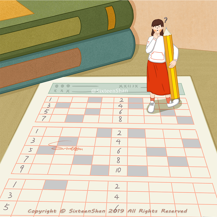 《答题卡》原创（图ZMTg3MzI1Mjg4） - 商业插画 - 站酷设计师SixteenShan原创素材 - 站酷ZCOOL